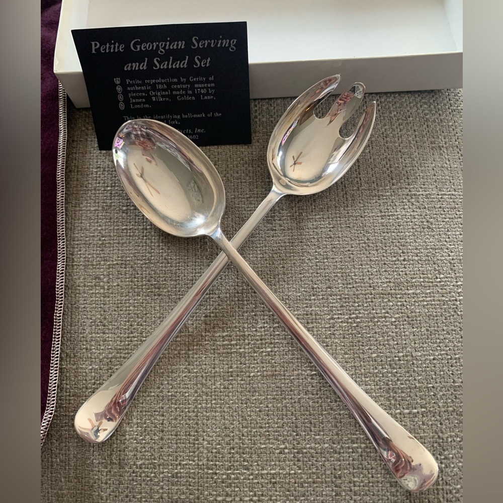 Vintage Gerity Silver G48 Georgian Buffet/Salad Spoon and Fork Set